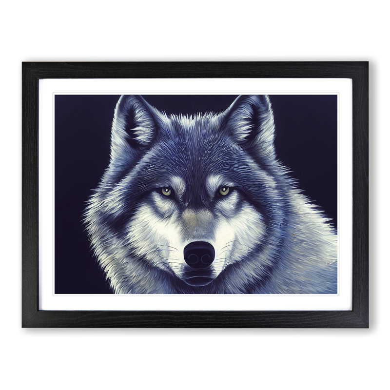 XH1022-10275X Wolf Portrait Vol.5 - Single Picture Frame Print, Black , 25cm H x 34cm W