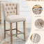 Tabourets de comptoir en beige, de 2 - Coussin confortable et chaises en bois de fabrication beige, mousse dense, assemblage des pieds
