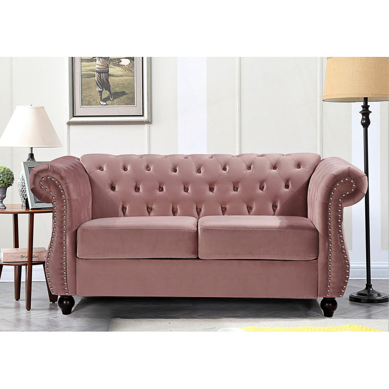 Fauteuil d'appoint Chesterfield, Velours rose