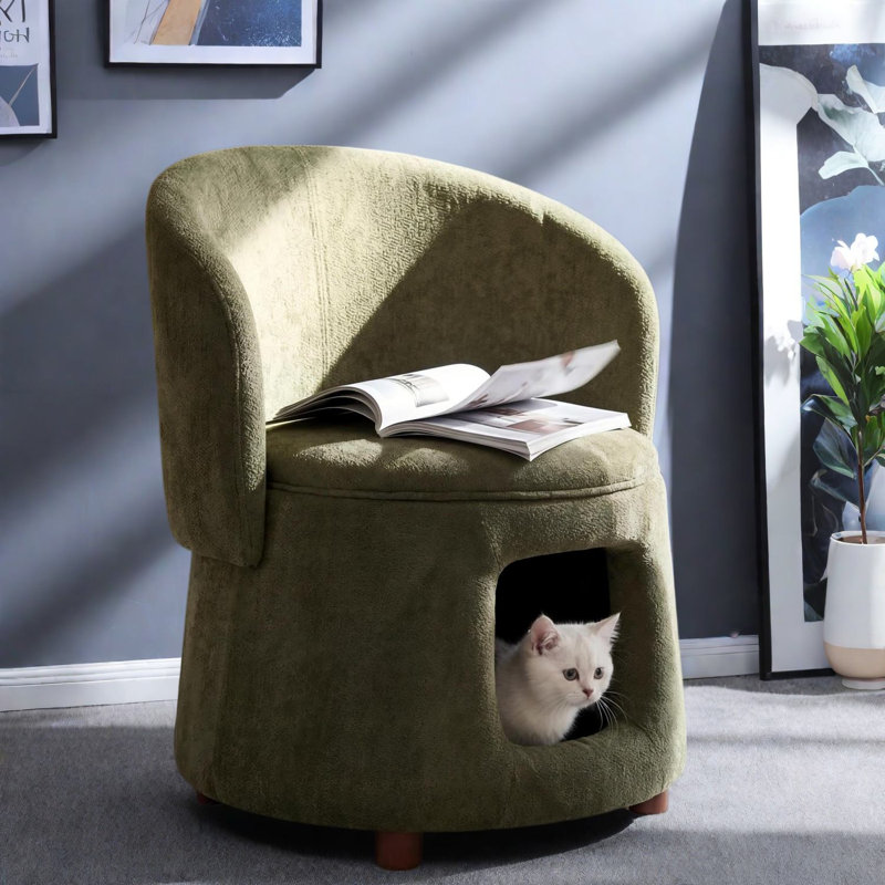 Chaises d'appoint pour animaux de compagnie avec rangement, siège moderne en bois d'acacia