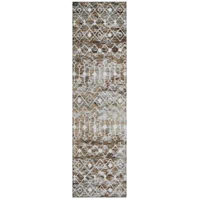 Calandria Brown Washable Indoor-Outdoor Rug - LOOMLAN