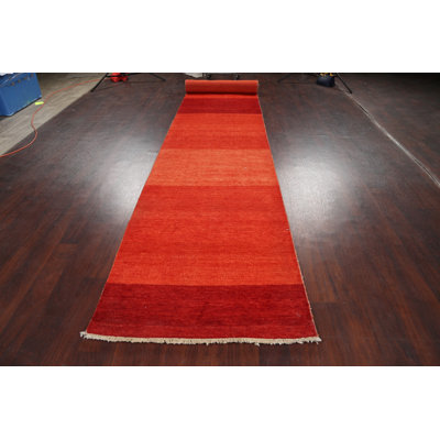 One-of-a-Kind 3'2" X 19'9" New Age Runner Wool Area Rug in