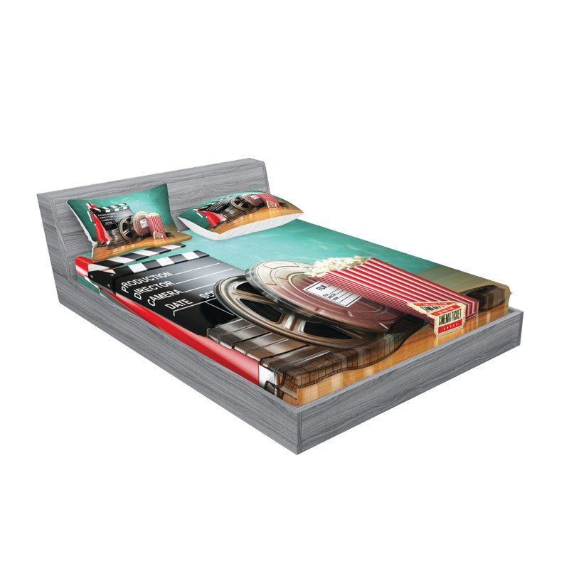 Multicolore ensemble de draps et taies décoratives Ambesonne, Ensemble de draps pour très grand lit avec 4 taie