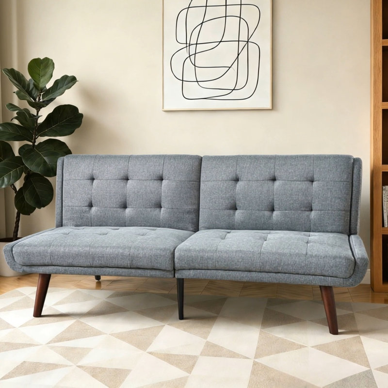 Canapé-lit convertible avec futon, canapé-lit de 63 po avec dossier réglable à 5 positions, causeuse moderne pour petits espaces, lit d'invité et salon, gris