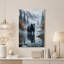 Reflet d'un ours noir dans un ruisseau de montagne brumeux - Tableau sur toile-1948804577