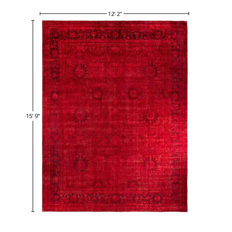 Tapis unique en laine 12 pi 2 po x 15 pi 9 po Yaxiel