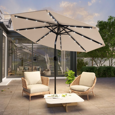 Market Umbrella with Solar Lights, Table Umbrella for Patio