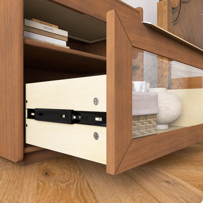 Table de chevet moderne Mid-Century avec station de charge, Noyer foncé