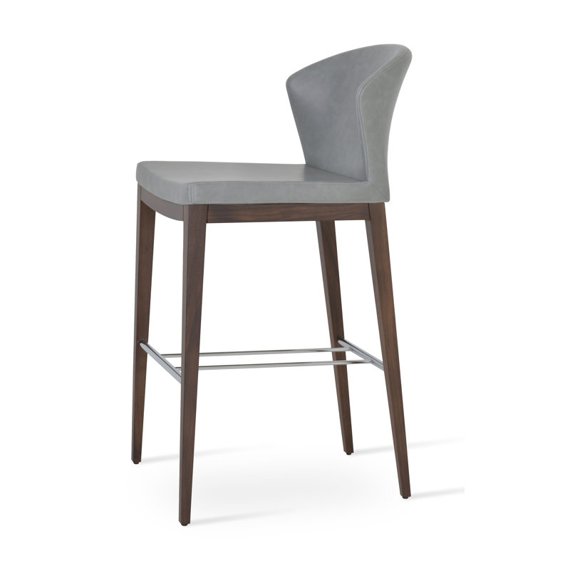 Capri Wood Counter & Bar Stool, Bar Stool (29" Seat Height), Light Gray, Walnut