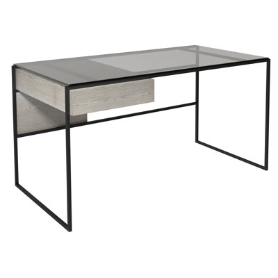 Euclid Glass Stainless Steel Writing Desk