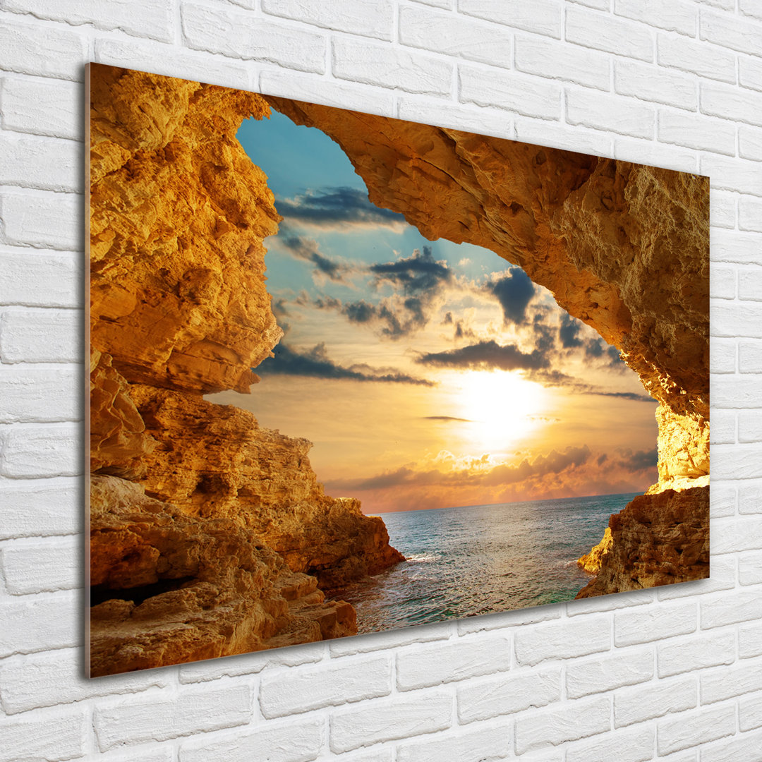 Glasbild Grotte am Meer