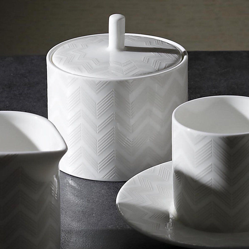 Pot à sucre Missoni ZIG ZAG blanc diam. 3,3 po, H 3,5 po