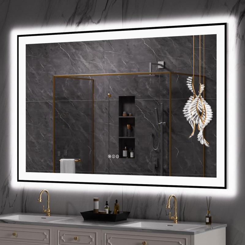 Miroir mural anti-buée, Blanc2, 36 po x 77 po