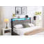 Base de lit en métal durable avec tête de lit et station de charge intégrée, parfaite pour les chambres à coucher modernes et l'organisation efficace.-1557517895