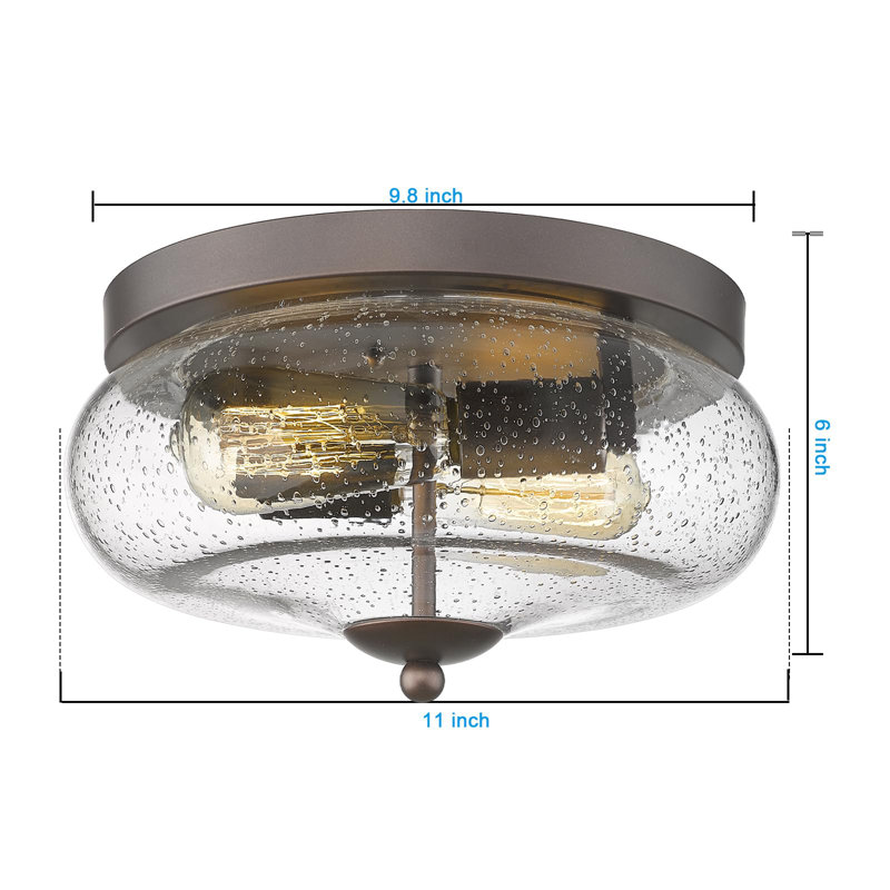 Chrome Finish Flush Mount Ceiling Light Fixture, Bronze
