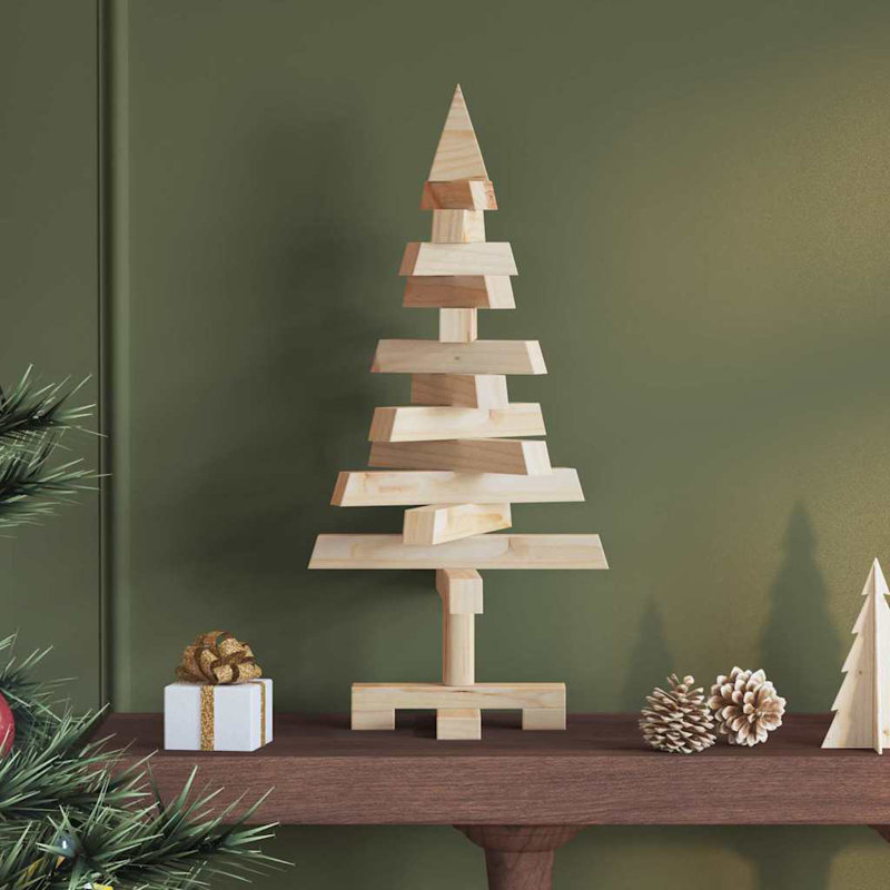  Christmas Trees with Stand Solid pine wood, Natural, 1.97' H