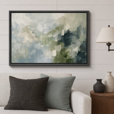 Composition abstraite vert bleu, art moderne, impression sur toile encadrée