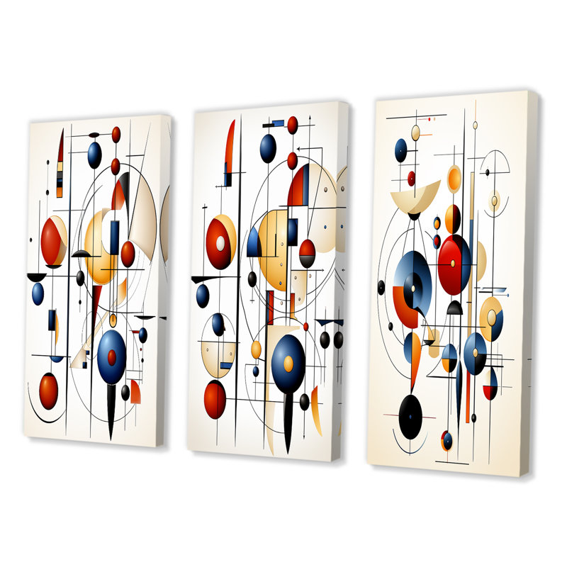 «Secret Of The Universe Minimal Geometric», 3 pièces sur toile, Toile tendue, H 40 po x l 60 po