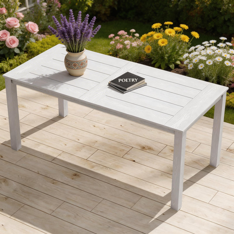 Outdoor Plastic Patio Table All Weather Outdoor Dining Table, White