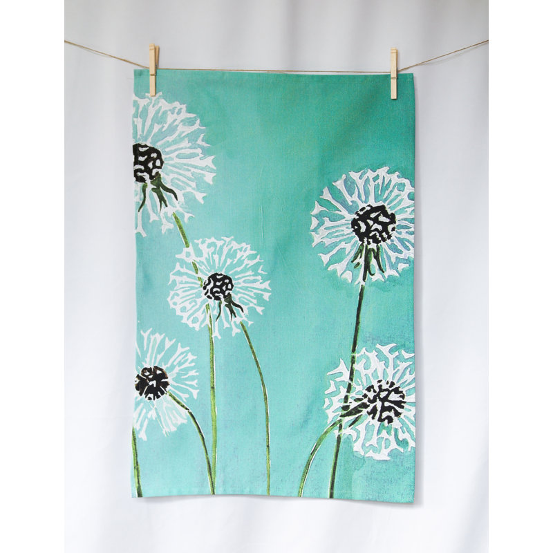 Cotton Floral Waffle Tea Towel
