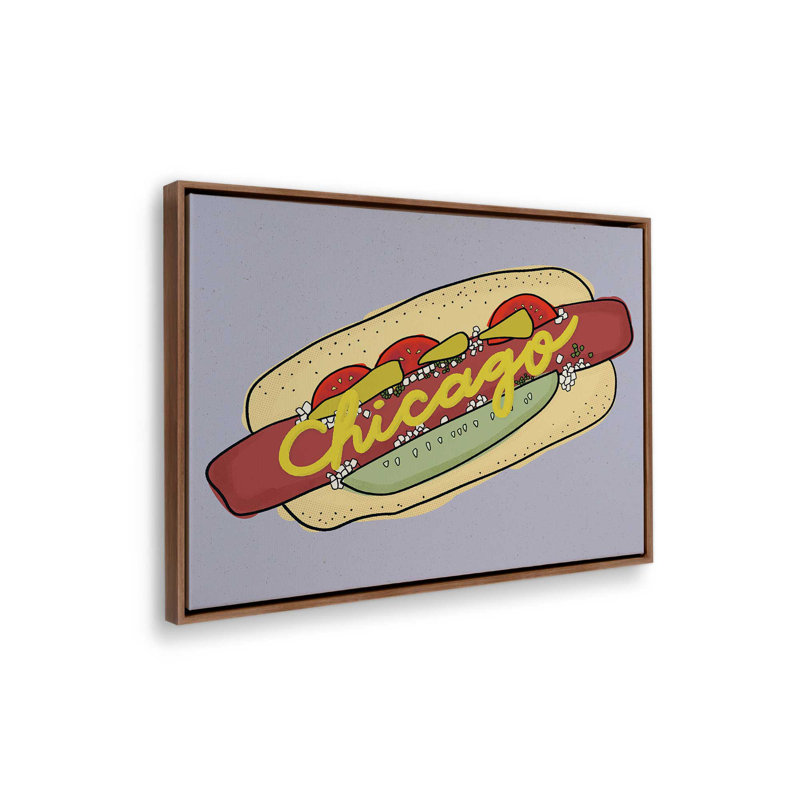«Chicago Hot Dog» par Deny Designs, reproduction d'art, 12 x 16, Brun, Toile avec cadre