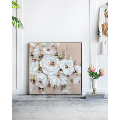 Olive Square Framed Flower Canvas Wall Art