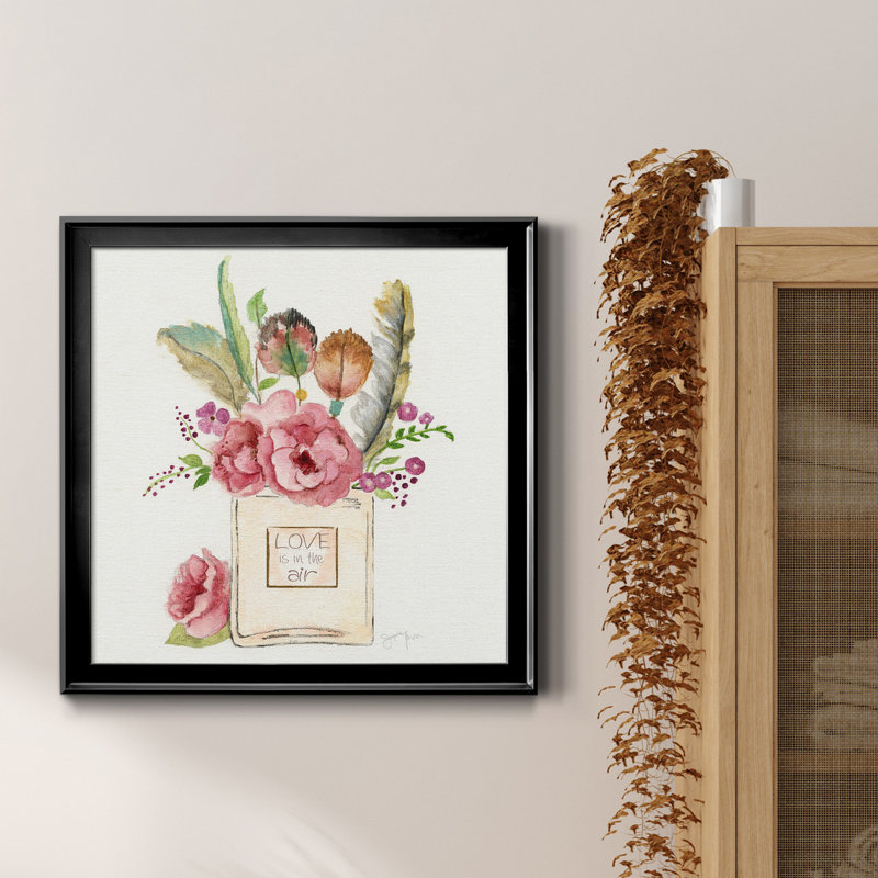 Boho Bouquet II - peinture sur toile encadrée, Toile encadrée noire, H 30,5 po x l 30,5 po x P 1,5 po