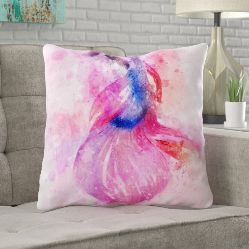 Coussin décoratif rose LaGrange, Synthétique, Intérieur