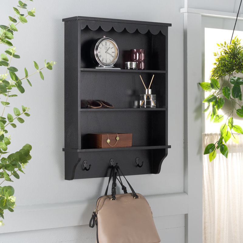 Edan 3 Hook Wall Rack, Matte Black