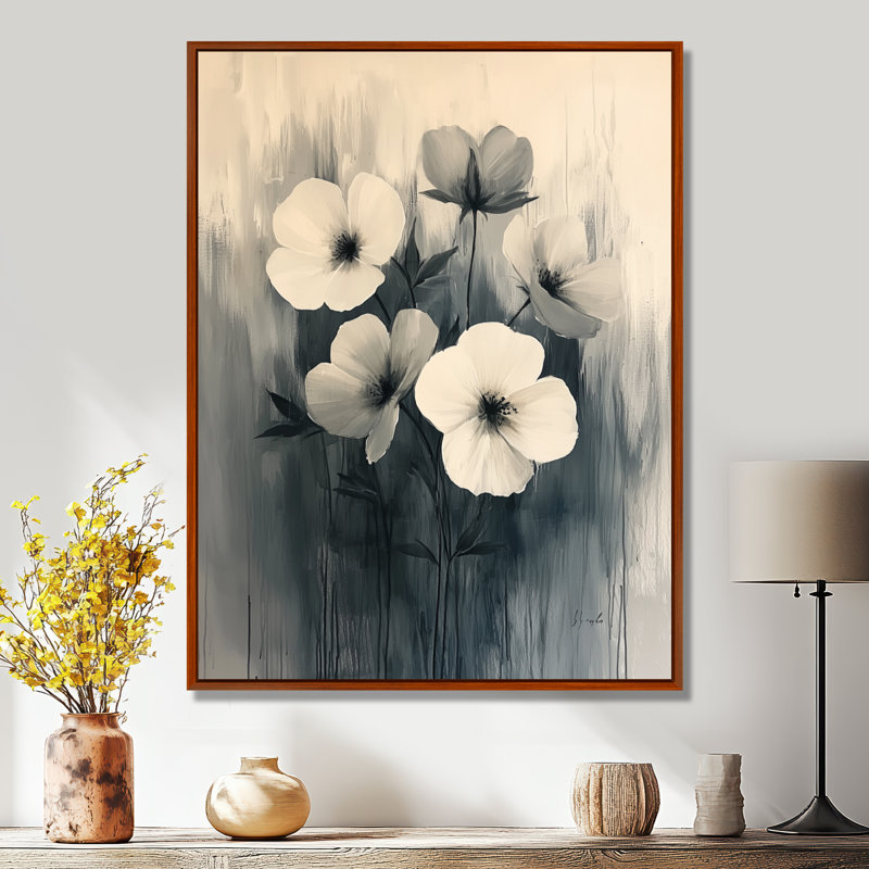 Ahner - impressions sur toile florales, Brun, Impression encadrée flottante, H 20 po x l 12 po