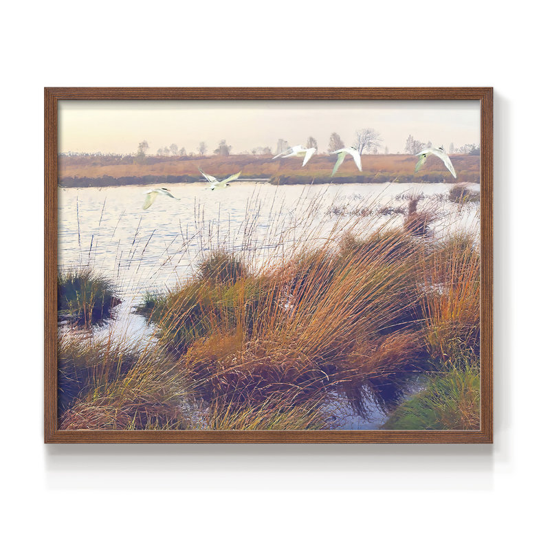 Marshland Hues I -Framed Print - Restickable, H 16 po x l 20 po, Noyer