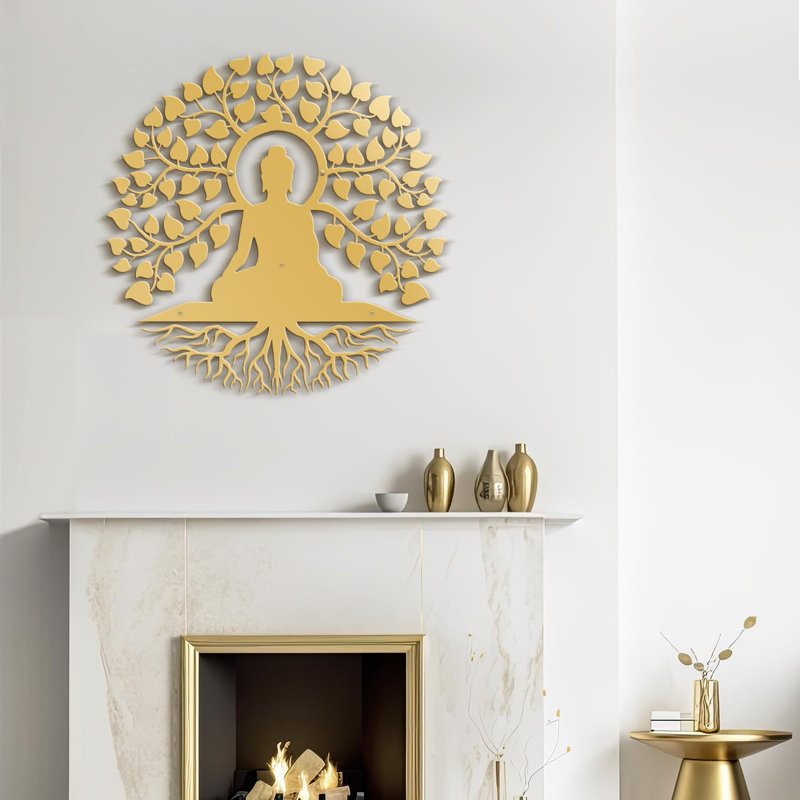 Religious & Spiritual Wall Decor on Metal, 18" H x 18" W x 0.05" D, Gold