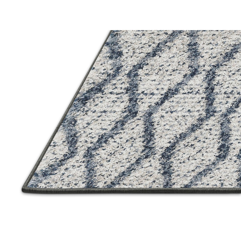 Tapis gris/bleu zone contemporaine, Rectangle 5 pi x 7 pi
