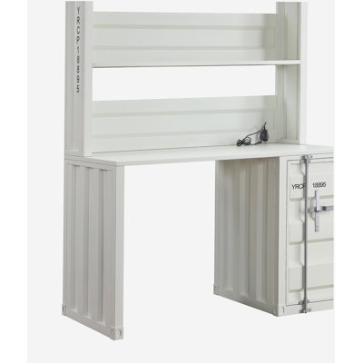 Bureau blanc avec porte et bibliothèque