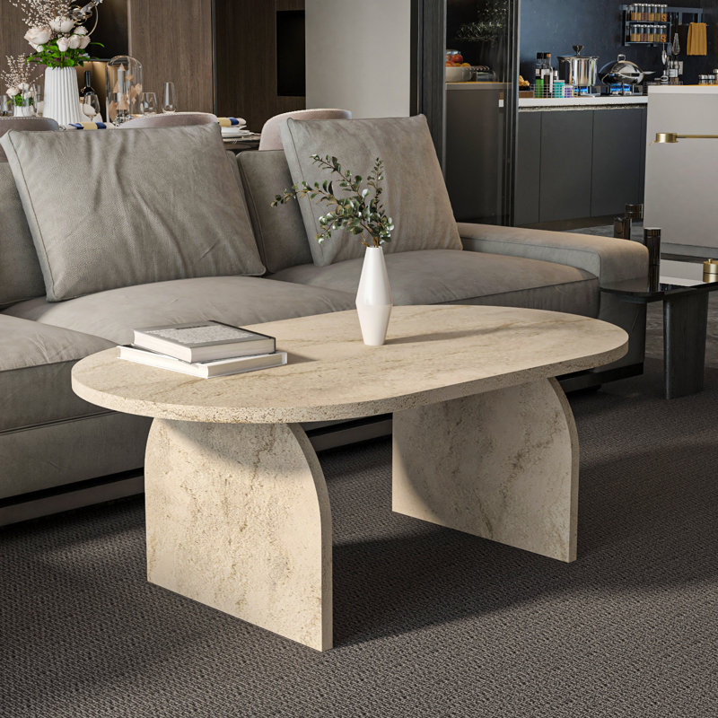 Mono 120 Cm Oval-Cut Coffee Table, Cream