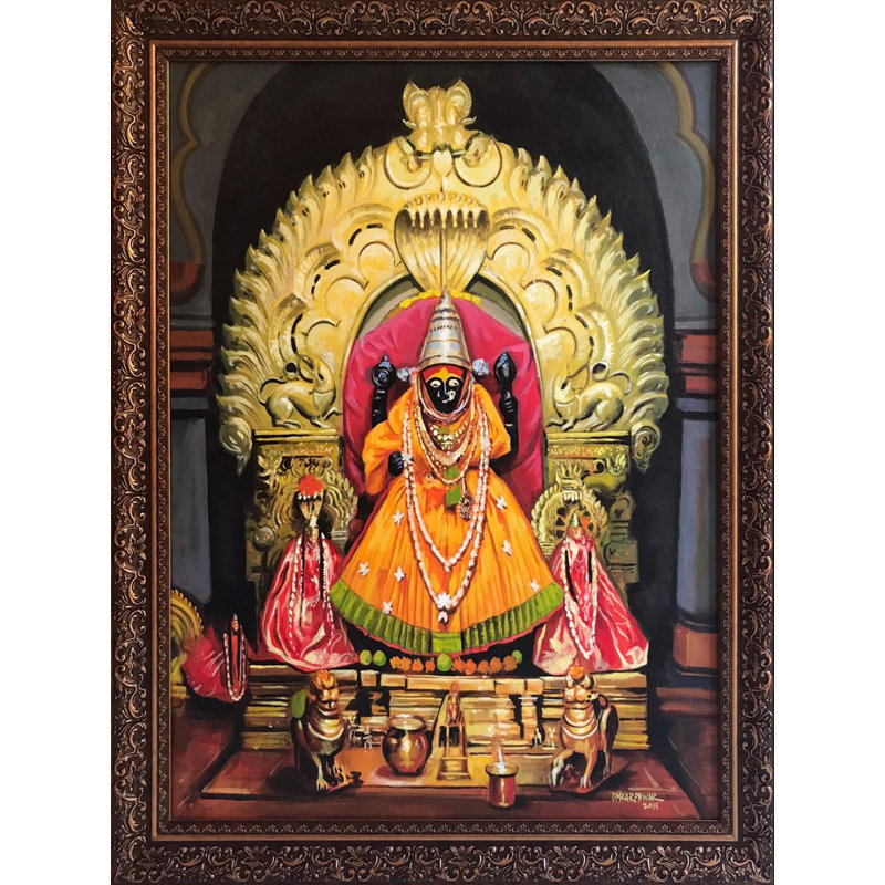 Déesse Ambabai Kolhapur | Acrylique sur toile | Avec cadre | Par Omkar Ashok Pawar