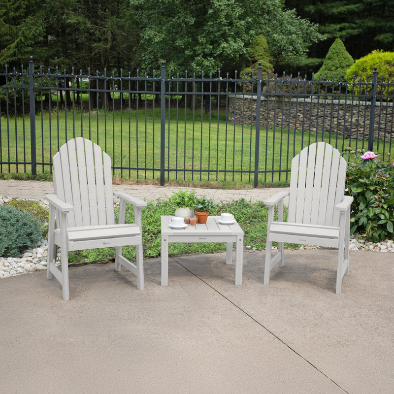 Chaise Adirondack en plastique avec table Anette, Blanc