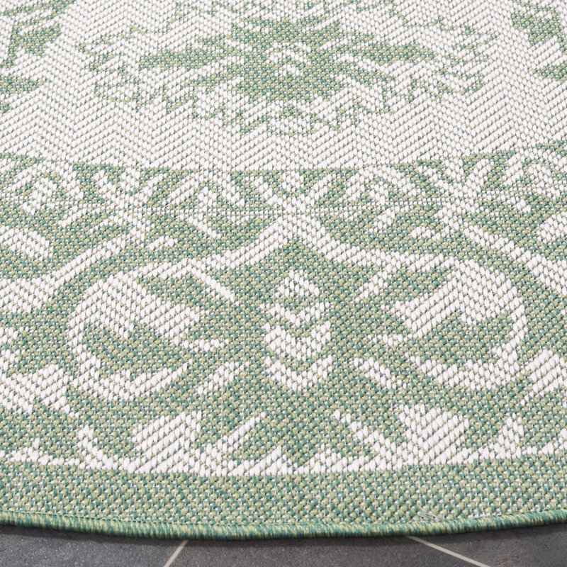 Mahirah Performance Machine Washable Oriental Indoor/Outdoor Area Rug, Round 6'7"
