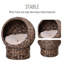 Lit pour chat surélevé tissé à la main avec coussin moelleux - forme de chaise d'œuf rotative, panier en osier surélevé pour chats d'intérieur-382974369-382975583