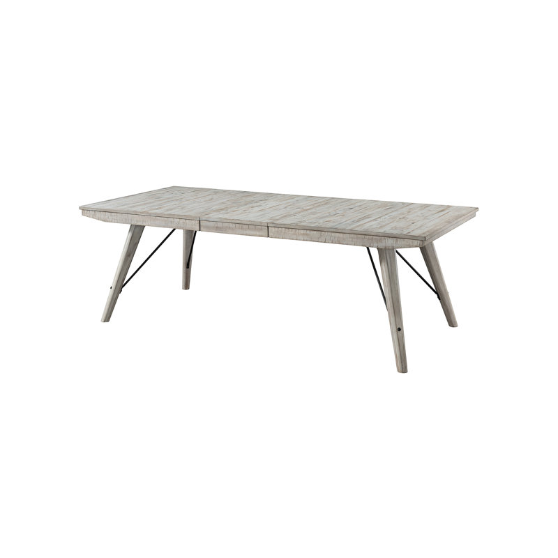 Decastro Modern Rustic 72-90" Trestle Dining Table, Weathered White