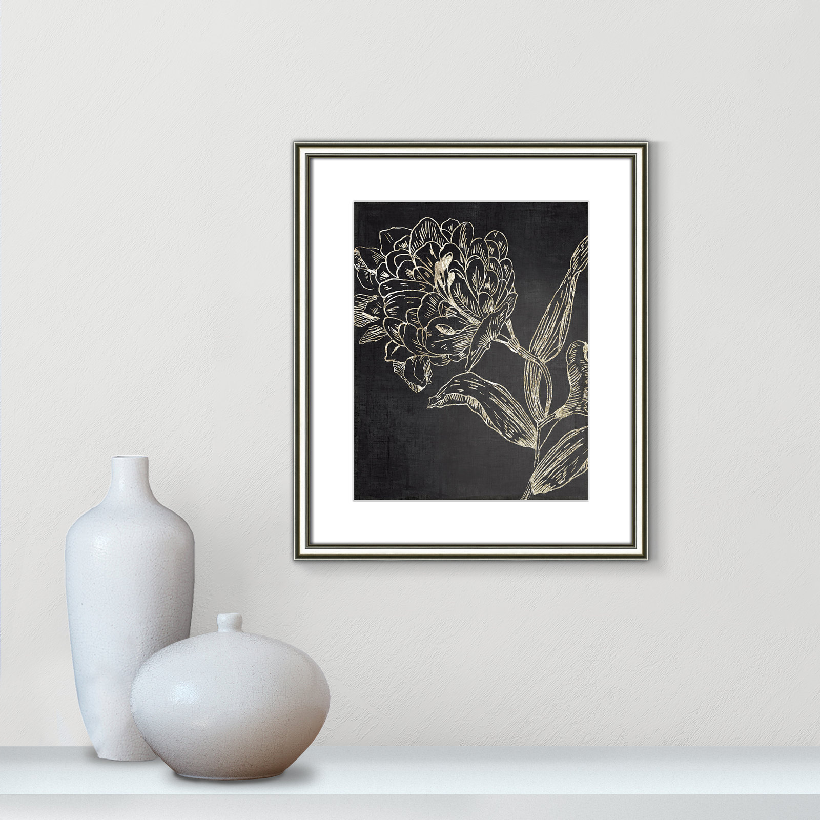 Clarendon "Golden Flower Folklore II" Print, 20.25" H x 17.25" W, Silver