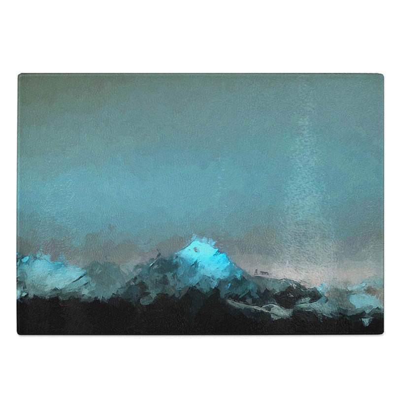 Glass Monte Due Mani Mountain Top in Abstract Chopping Board, 39 cm W x 28.5 cm L