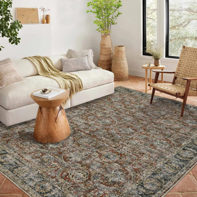 Tapis à motif floral antidérapant Boho
