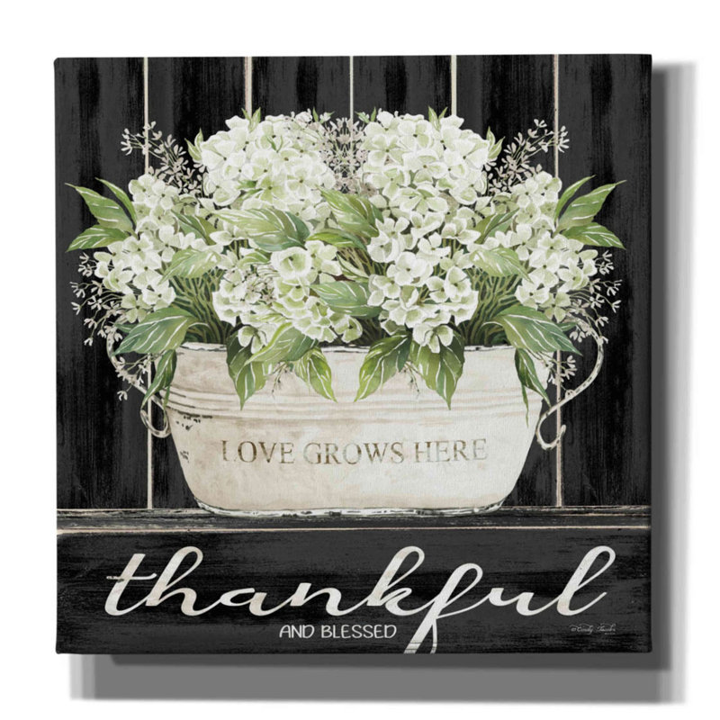 «Thankful & Blessed» par Cindy Jacobs, art mural sur toile, H 26 po x l 26 po x P 1,5 po