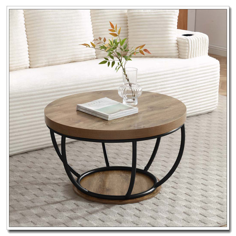 Table basse 31 po avec tablettes de rangement à 2 niveaux, Noir
