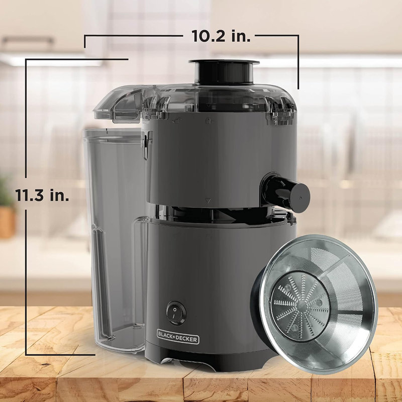 Extracteur de jus et de fruits silencieux Black + Decker, JE2500B, bec anti-goutte, conception compacte, facile à assembler, va au lave-vaisselle