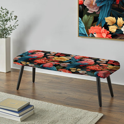 Perroquets tropicaux aux couleurs tropicales - Banc rembourré noir