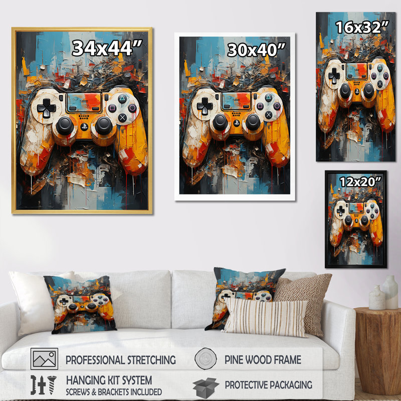 Colourful Video Game Gameplay Delight II Framed On Canvas Print, Wrapped Canvas, 32" H x 24" W x 1" D