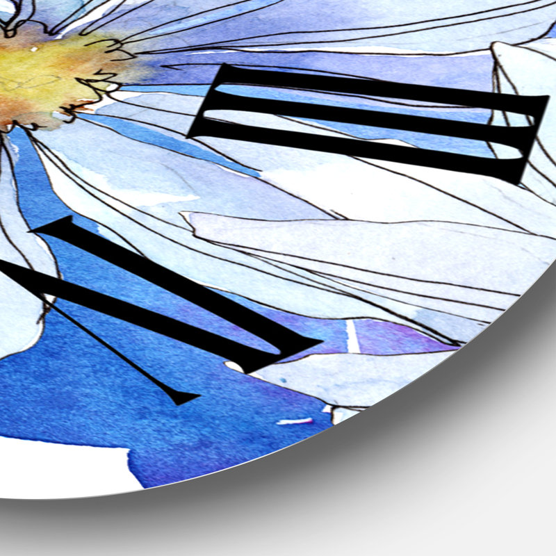 Marguerite avec feuilles vertes I - Horloge murale traditionnelle, Grand