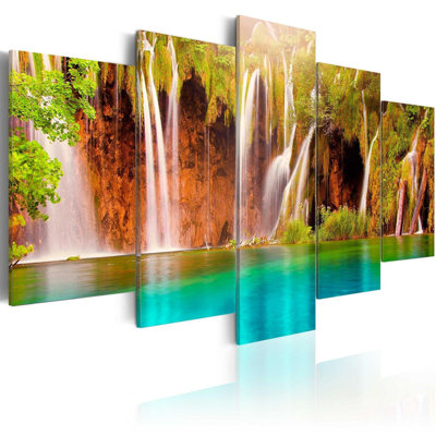 «Forest Waterfall 1» sur toile, reproduction de 5 pièces